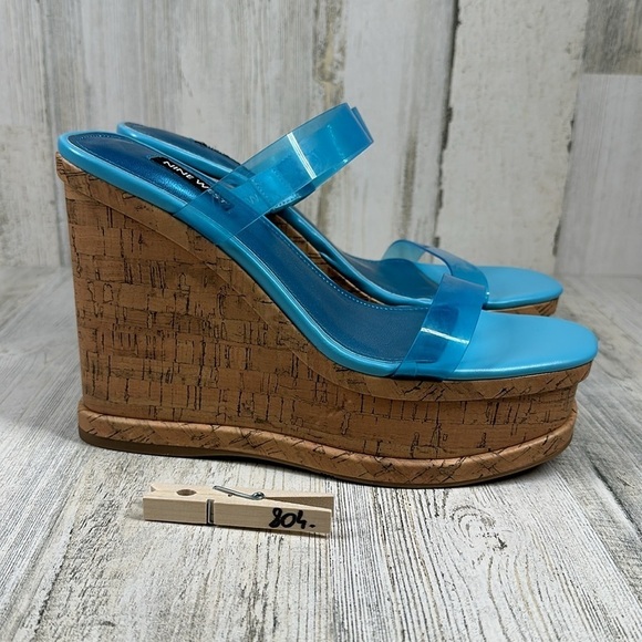 New NINE WEST Women's Rapps3 Ultra High Wedge Sandal #804 - Picture 11 of 11